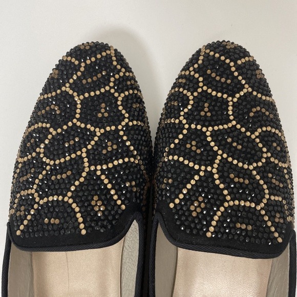 Steven Steve Madden Flats Loafers Size 10 Rhinestone Black Gold Bronze Madee-R - Picture 5 of 9